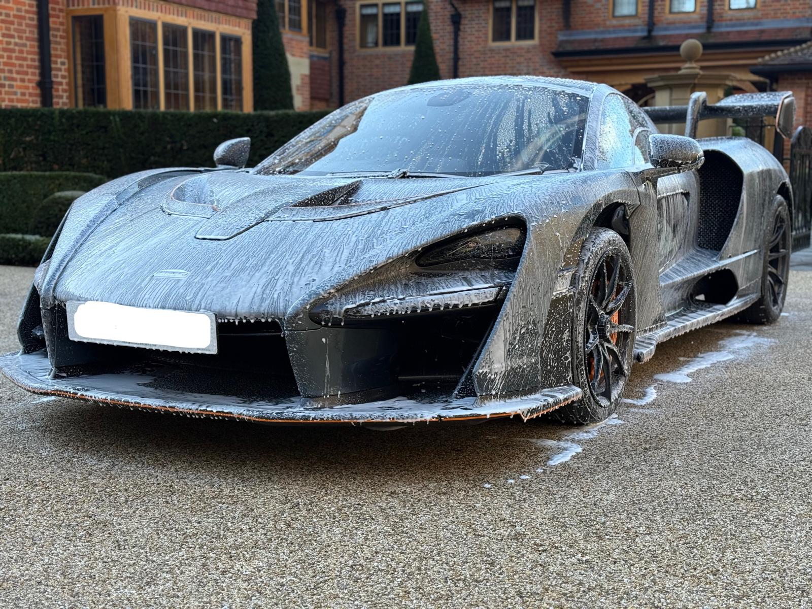 McLaren Senna foam wash detailing by Prestige Protect
