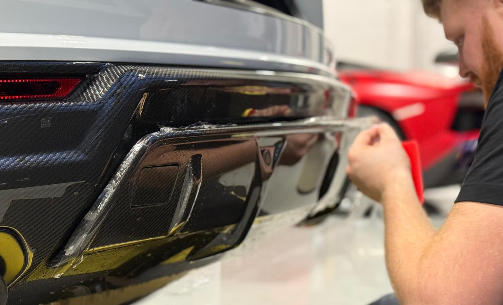 PPF application on carbon fibre rear diffuser